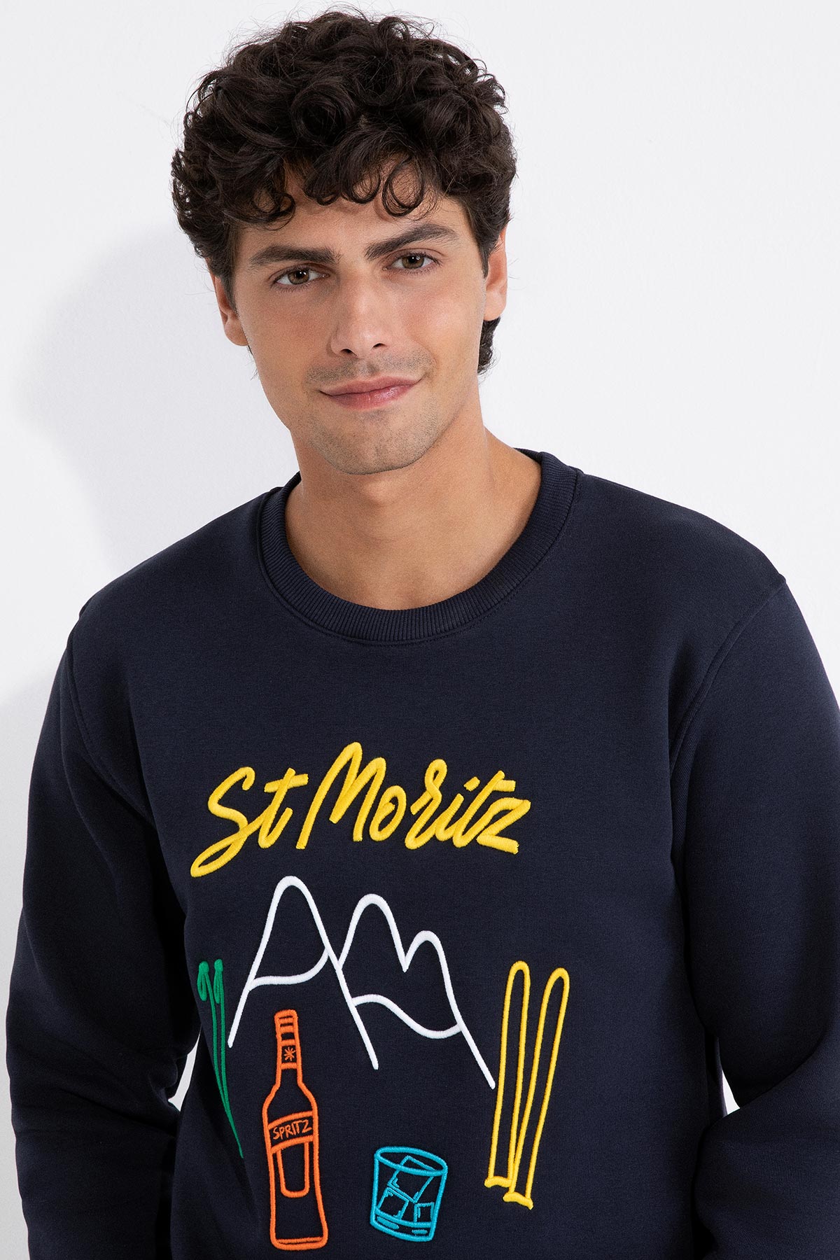 Felpa Girocollo Blu - Ricamo St Moritz – Superculture clothing