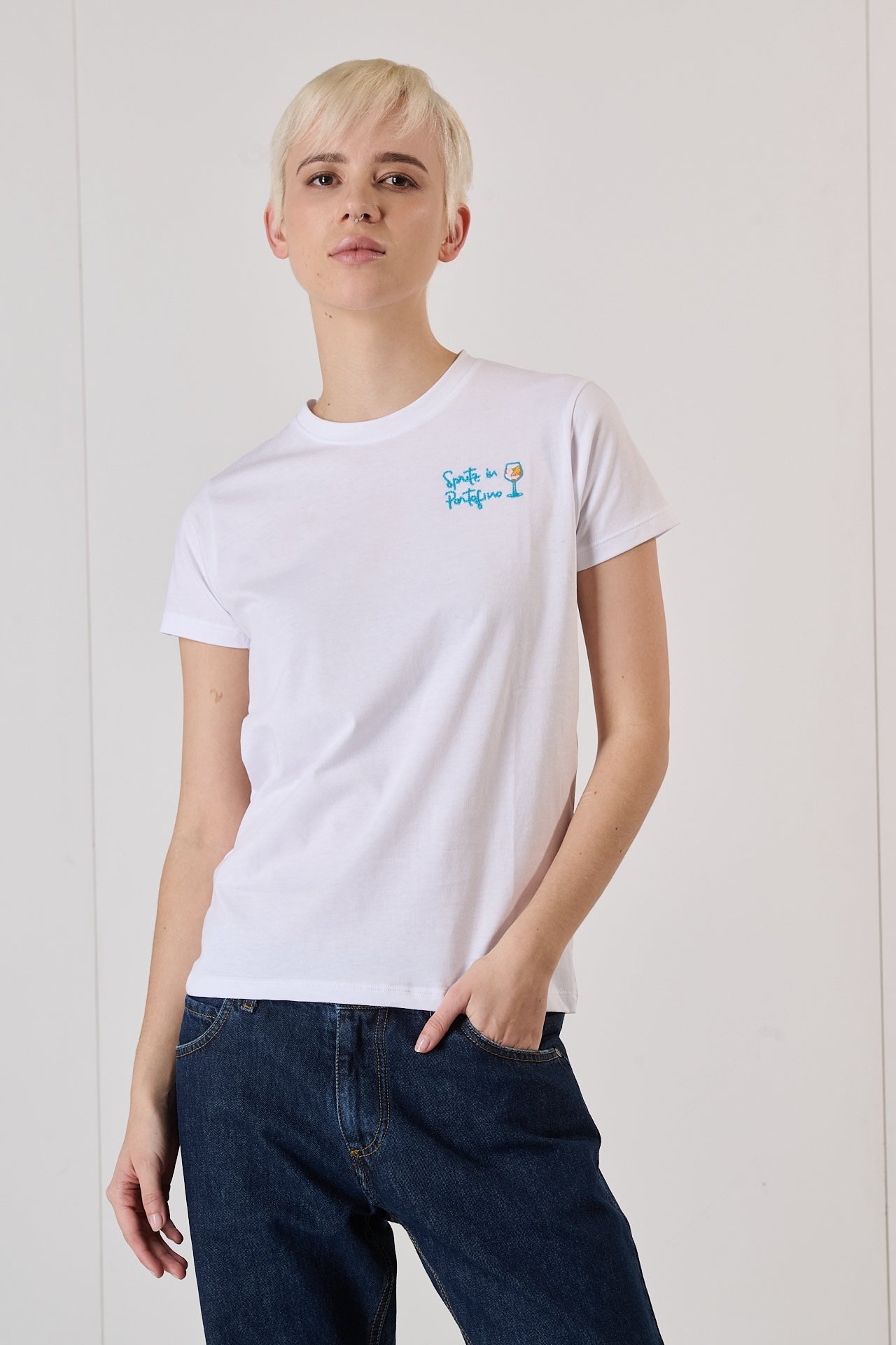 Jeans T Shirt Bianca Da Donna T-shirt Bianca Con Nodo Da Donna