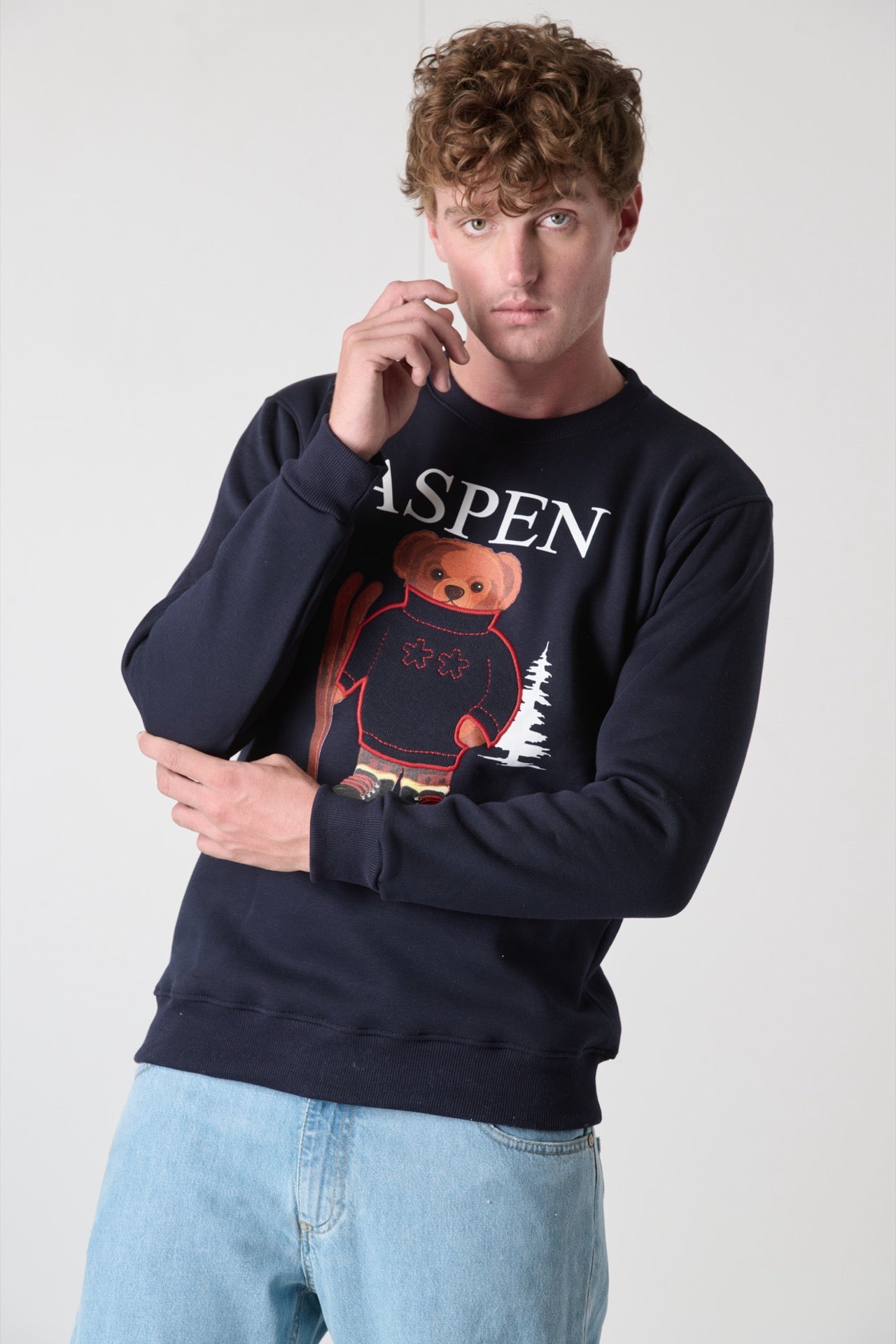 Felpa Girocollo Blu Teddy Aspen – Superculture clothing